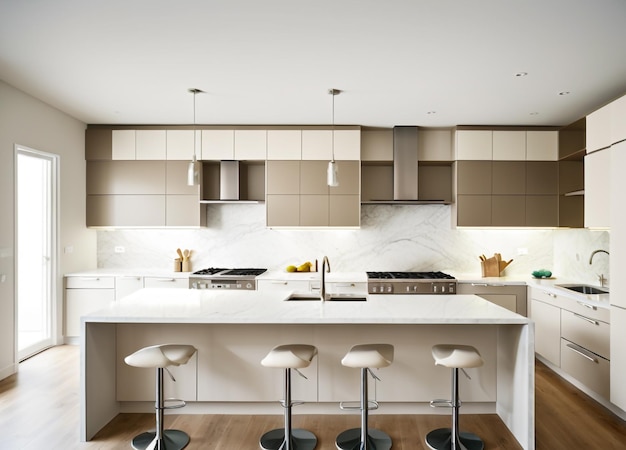 White and Neutral Contemporary Kitchen