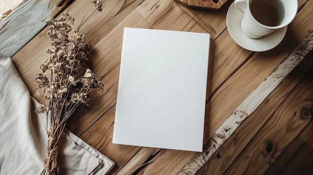 white new blank paper on dark old wood background