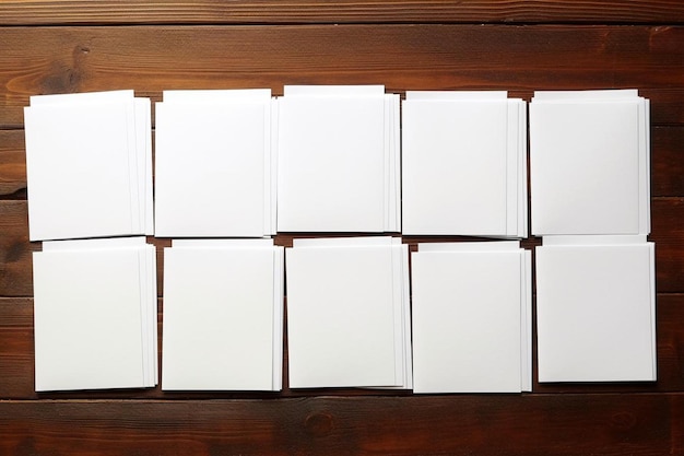 Photo white note papers on a wooden table