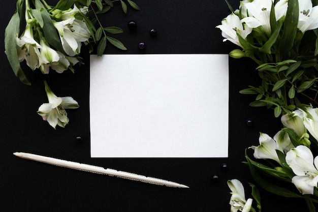 White notebook mockup template on black background with magical mysterious mood