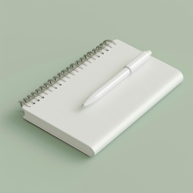 white notebook pen minimalist style 3d icon
