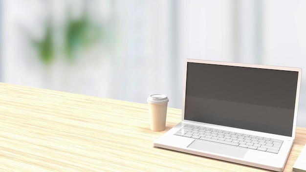 The white notebook on wood table for business concept 3d rendering