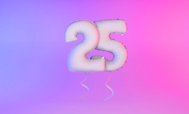 White number celebration balloon greeting background d rendering