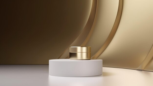 A white object with gold on it is on a white surface.