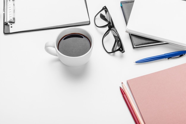 Photo white office desk table, business and education concept