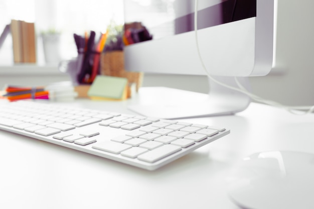 White office desk table