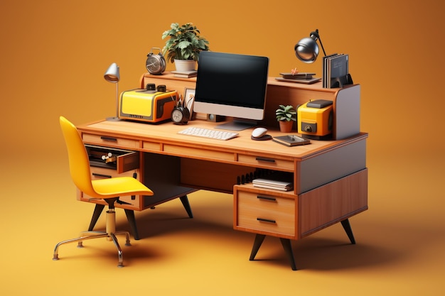 White office desk with a part of laptop
