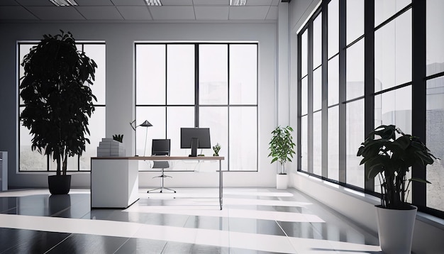 White office interior Contemporary workspace Generative AI