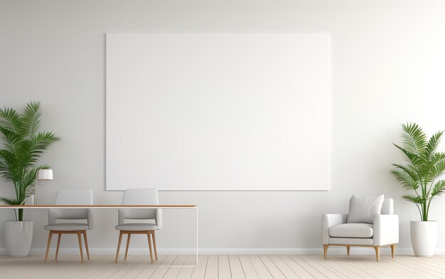 White office interior with mock up wall