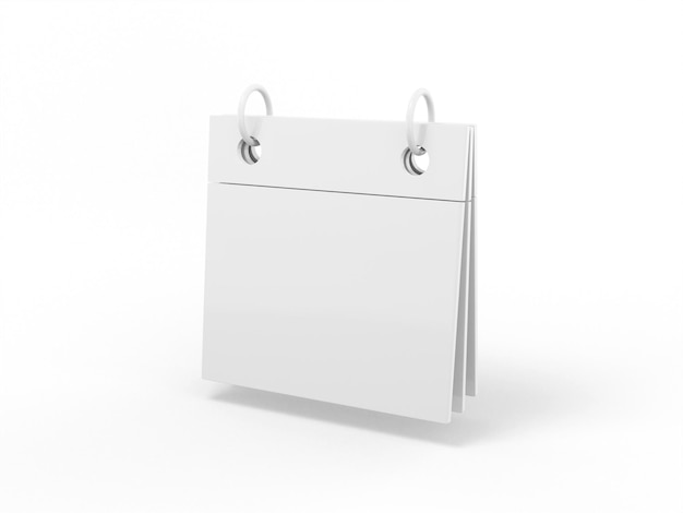 White one color desk calendar on white flat background Minimalistic design object 3d rendering icon ui ux interface element