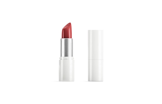 White opened closed tube with red lipstick mockup Classic elegance hue mock up Matte gules balm