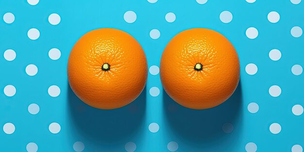 A white and orange pattern with two oranges in the style of stereoscopic photography