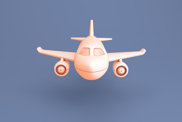 White Orange Toy Plane on a Blue Background Transport concept Cartoon Style 3D Render