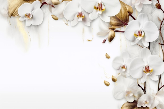 White orchids on a white background