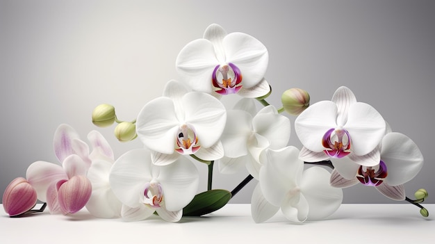 White orchids on a white table