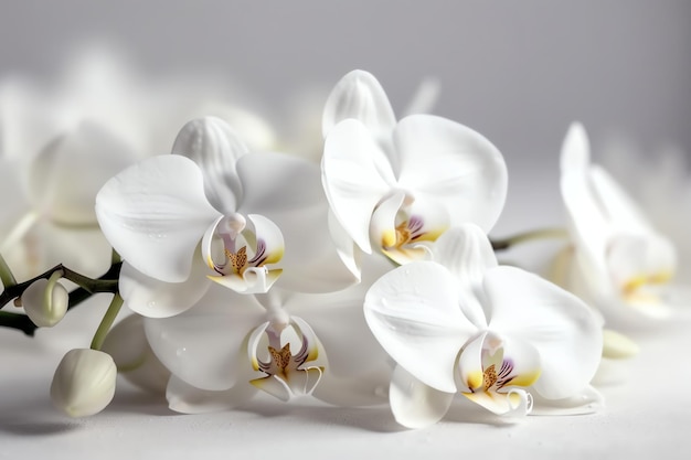 White orchids on a white table