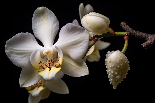 White orchids with a flower in the center