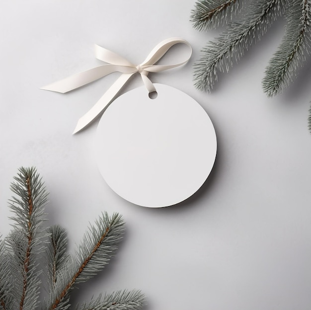 A white ornament with a bow
