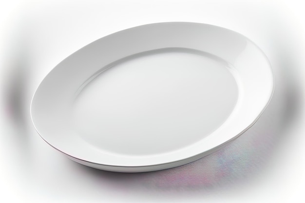 White oval plate on a white background isolated