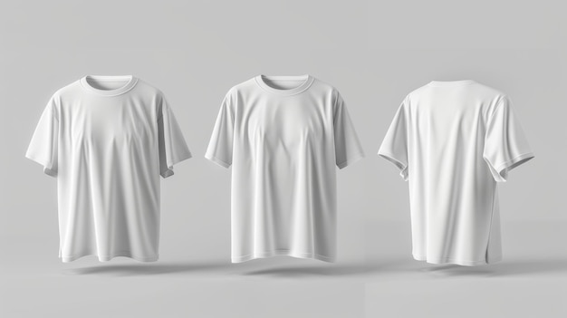 White oversized tshirt mockup in 3D with round neck and black background Template of fashion clothes for branding place for design