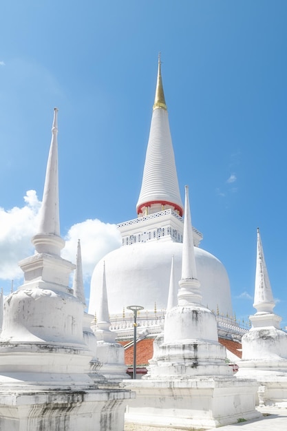 White pagoda at Wat Phramahathat Woramahawihan of thailand