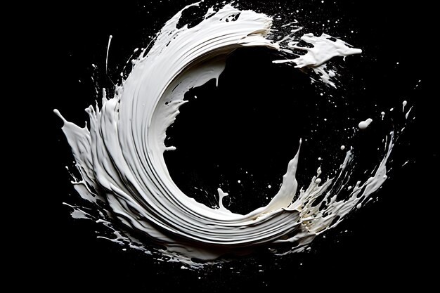 White paint circle splash isolated on black background