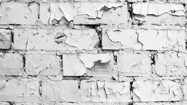 White painted old brick Wall panoramic background