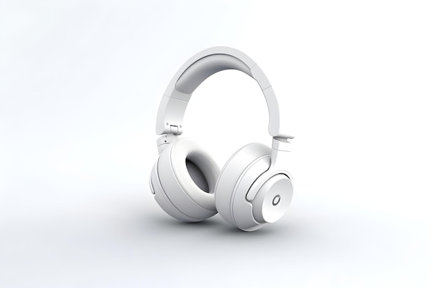 A white pair of headphones with the letter h on it.