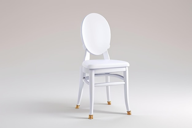 White panel ghost chair with gold knob on a white background