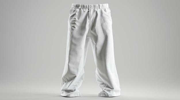 White pants isolated on white background 3d rendering of casual clothing