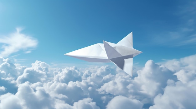 三角形の白い紙飛行機