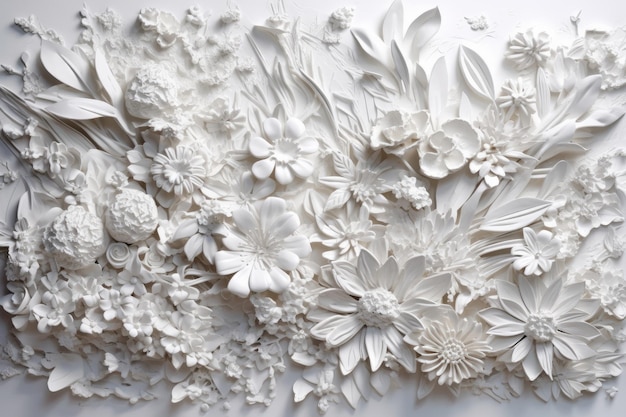 A white paper art with flowers on it