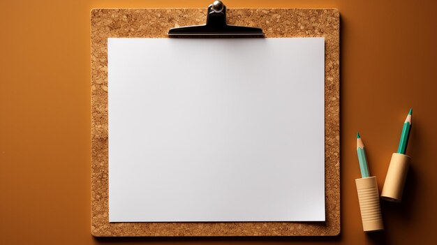 Photo white paper attached to cork board for notes or messages education paperwork