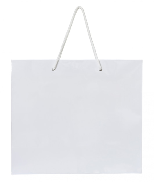 white paper bag isolated on white with clipping path