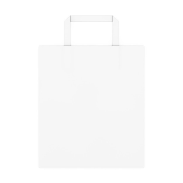 White Paper Bag Mockup with Blank Space for Your Design on a white background. 3d Rendering