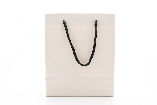 white paper bag on white background