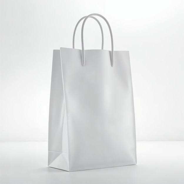 white paper bag with handles, blank mockup for your design