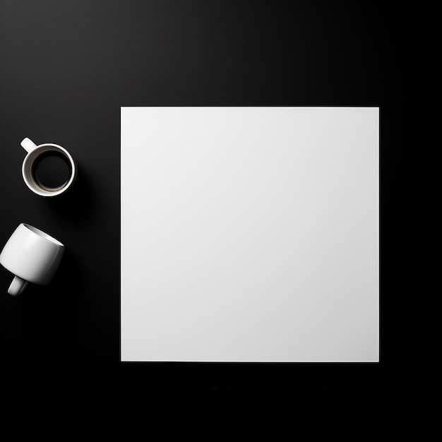 Photo a white paper on black desk