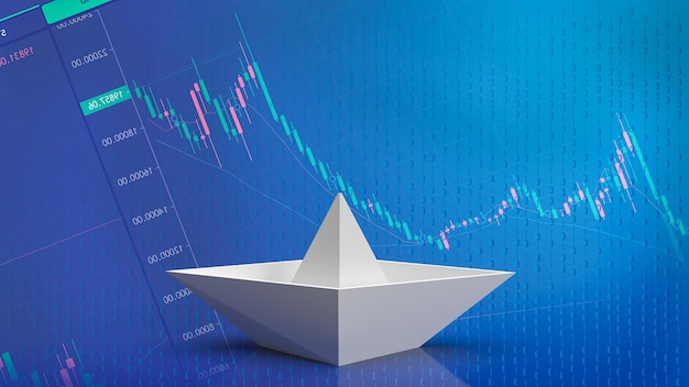 Barca di carta bianca per il rendering 3d di concetto di business