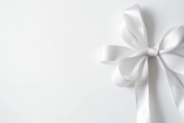 White paper bow ribbon on white background