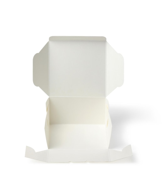 Scatola di carta bianca per il pacchetto alimentare su un bianco