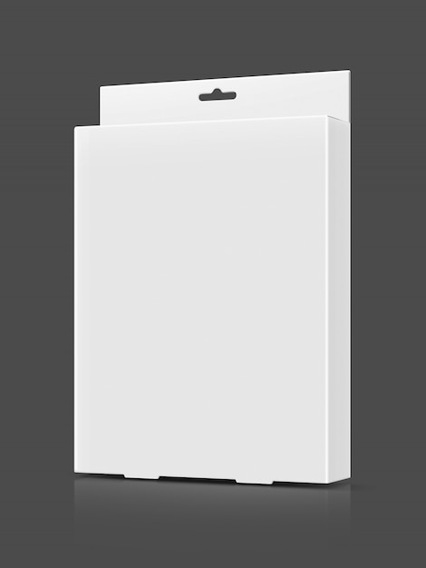 Фото Белая картонная коробка для косметического продукта на сером фоне