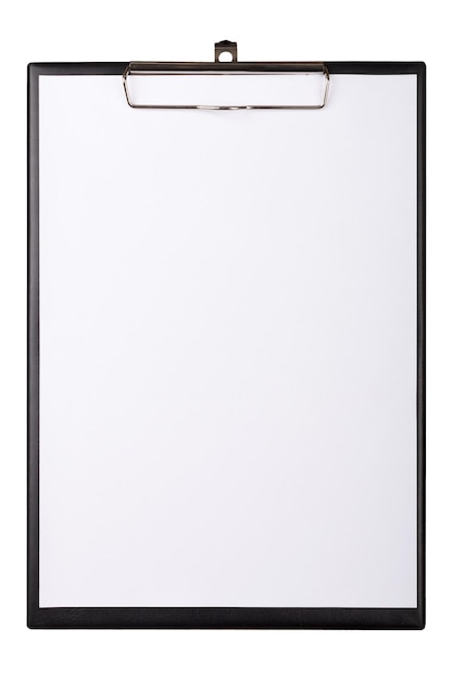 White paper on clipboard on white background