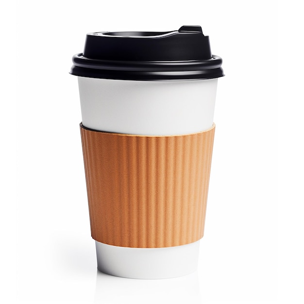 White paper coffee cup and black lid in the air png