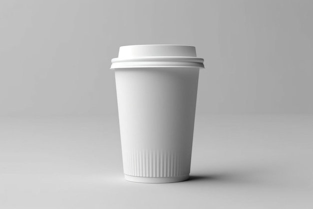 White paper coffee cup mockup on grey background 3D rendering