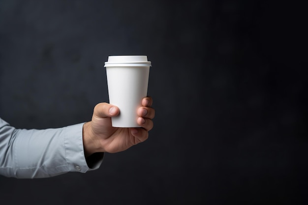 White Paper Coffee Cup Mockup in Man's Hand