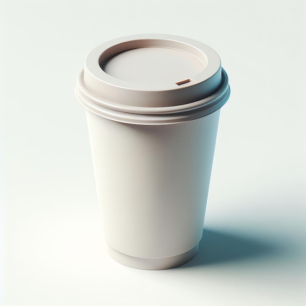 Белая бумажная чашка для кофе на белом фоне