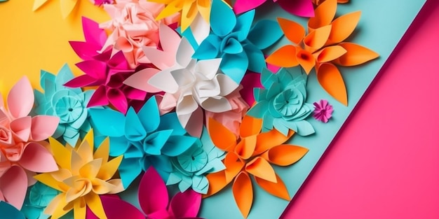 White paper on Colorful flower background mock up