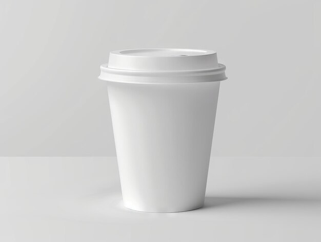 Белая бумажная чашка с крышкой на столе