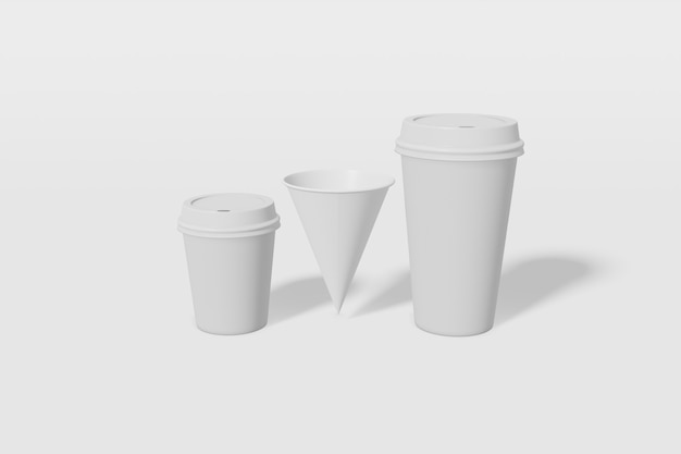 white paper cups of different sizes